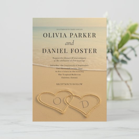 ビーチサンドハーツトロピカルフォトウェディング 招待状 (スタンド正面)