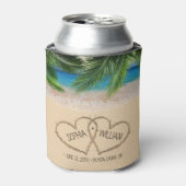 ビーチサンドハートパーム結婚ズトロピカル 缶クーラー (缶正面)