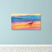 ビーチサンドパイパーアットサンセット キャンバスプリント (インサイチュ (ウッドフロア))