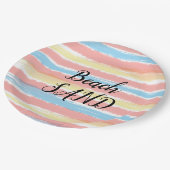 ビーチサンドピンクイエローブルーウォーター色 ペーパープレート (アングル)