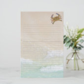 ビーチサンドブルー空白のカニ裏打ち筆記紙 便箋 (スタンド正面)