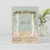 ビーチサンドホワイトキャノピートロピカルユニーク結婚ズ 招待状 (スタンド正面)