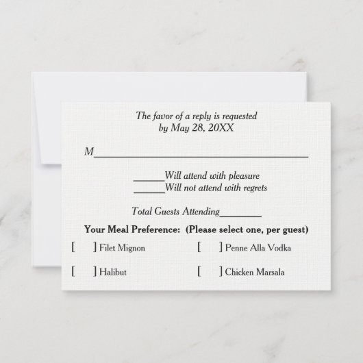 ビーチサンド海波結婚式RSVP 出欠カード (裏面)