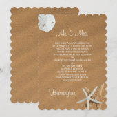 ビーチサンド シェル 新婚カップル 披露宴 招待状 (正面/裏面)