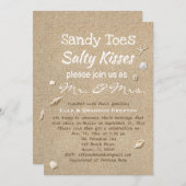 ビーチサンド&ホワイトタイポグラフィポスト結婚ズ 招待状 (正面/裏面)