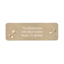 ビーチサンド&ホワイトタイポグラフィ差出人住所ラベル ラベル