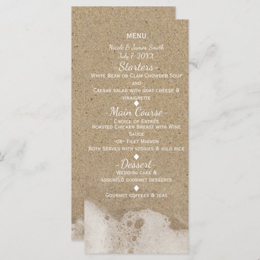 ビーチサンド&海シーウォーター結婚ズメニュー メニュー (正面/裏面)