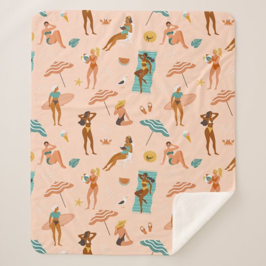 ビーチサンバザーパターン シェルパブランケット (正面)