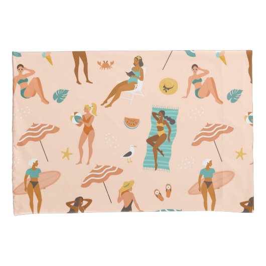 ビーチサンバザーパターン 枕カバー (正面右)