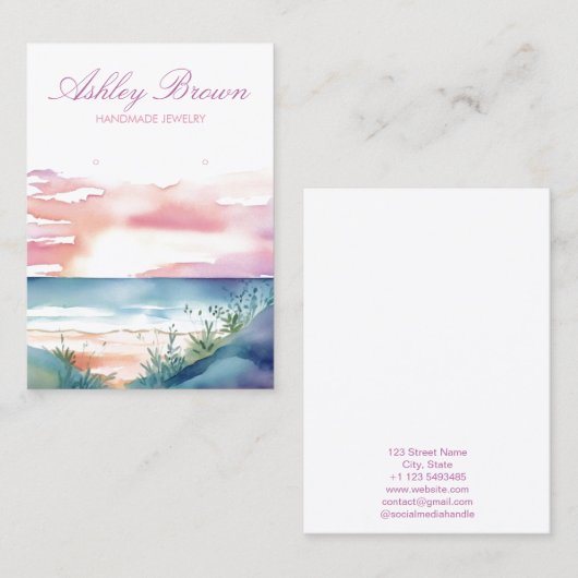 ビーチサンライズウォーターカラージュエリーイヤリングディスプレイ 名刺 (正面/裏面)