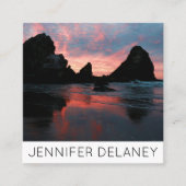 ビーチサンライズオレゴン海岸自然フォトトラベル スクエア名刺 (正面)