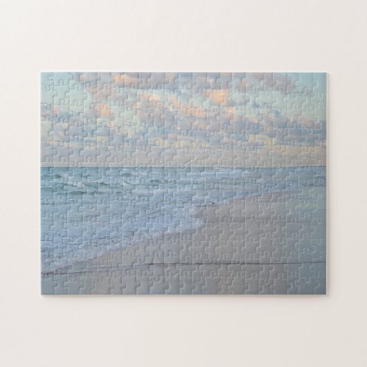 ビーチサンライズカルムウォーター芸術的アート懸命11 x 14 ジグソーパズル (横)