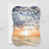 ビーチサンライズストリングライト シェル ご参加のお返事 招待状 (正面)