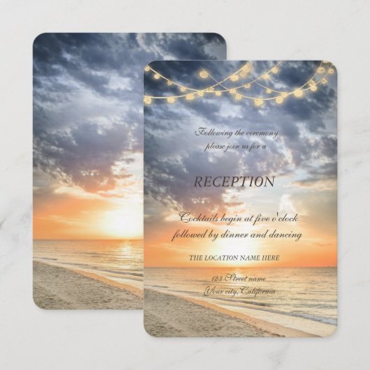 ビーチサンライズストリングライト レセプション 招待状 (正面/裏面)