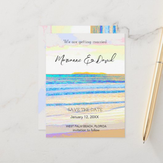 ビーチサンライズセーブ・ザ・デート案内はがき 案内ポストカード (正面/裏面インサイチュ)