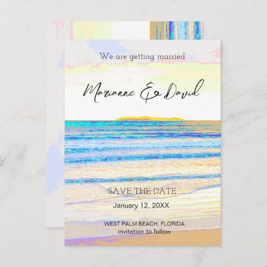 ビーチサンライズセーブ・ザ・デート案内はがき 案内ポストカード (正面/裏面)
