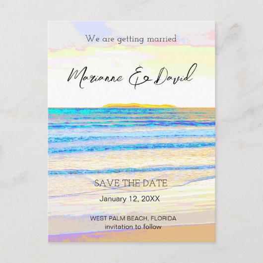 ビーチサンライズセーブ・ザ・デート案内はがき 案内ポストカード (正面)