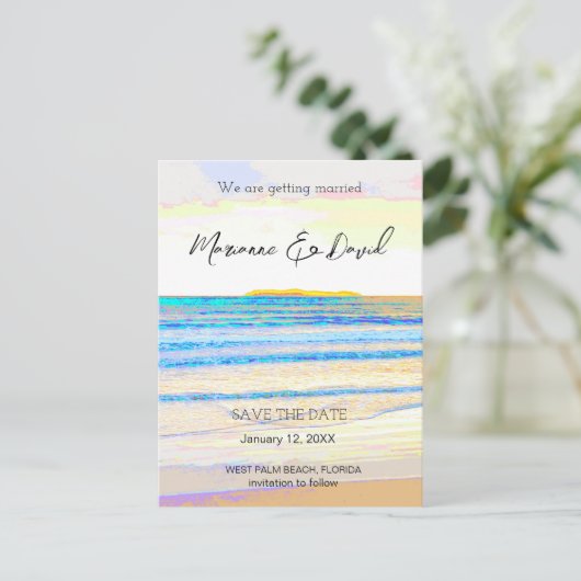 ビーチサンライズセーブ・ザ・デート案内はがき 案内ポストカード (スタンド正面)