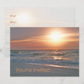 ビーチサンライズ招待状（二つの画像付き） 招待状 (正面/裏面)