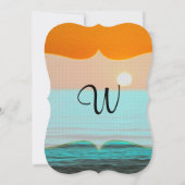 ビーチサンラ絵画イズインオレンジスカイ&ティール(緑がかった色)ウォーター 招待状 (裏面)