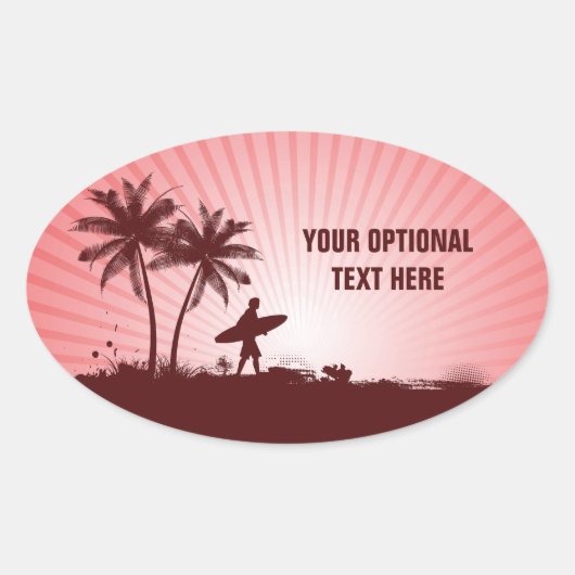 ビーチサーファーカスタム文字シール 楕円形シール (正面)