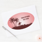 ビーチサーファーカスタム文字シール 楕円形シール (封筒)