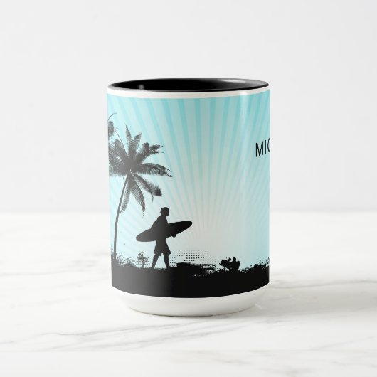 ビーチサーファー名前をカスタムするマグ マグカップ (中央)
