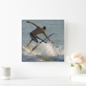 ビーチサーフィンウォールデコークロック スクエア壁時計 (ホーム)