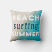 ビーチサーフィンサマータイポグラフィサンド海 クッション (裏面)