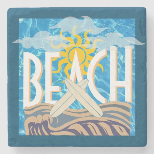 ビーチサーフィンデコール ストーンコースター (正面)