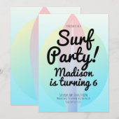 ビーチサーフィンパーティーグラデーションブルー招待状 招待状 (正面/裏面)