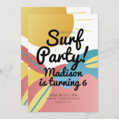 ビーチサーフィンパーティーサン誕生日招待状 招待状 (正面/裏面)
