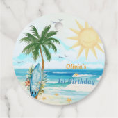 ビーチサーフィン誕生日パーティーメッセージカード フェイバータグ (裏面)