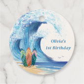 ビーチサーフィン誕生日パーティーメッセージカード フェイバータグ (裏面)