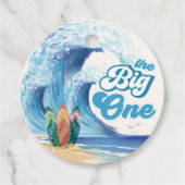 ビーチサーフィン誕生日パーティーメッセージカード フェイバータグ (正面)