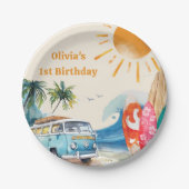 ビーチサーフィン誕生日パーティー紙プレート ペーパープレート (正面)