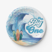 ビーチサーフィン誕生日パーティー紙プレート ペーパープレート (正面)