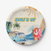 ビーチサーフィン誕生日パーティー紙プレート ペーパープレート (正面)