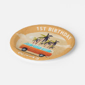 ビーチサーフィン誕生日パーティー紙プレート ペーパープレート (アングル)