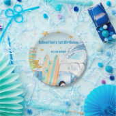 ビーチサーフィン誕生日パーティー ペーパープレート (パーティー)