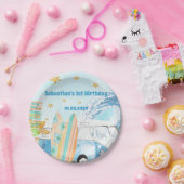 ビーチサーフィン誕生日パーティー ペーパープレート (パーティー)