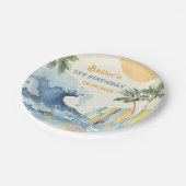 ビーチサーフィン誕生日パーティー ペーパープレート (アングル)