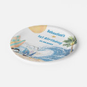 ビーチサーフィン誕生日パーティー ペーパープレート (アングル)