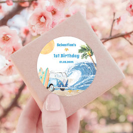 ビーチサーフィン誕生日パーティー ラウンドシール