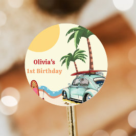 ビーチサーフィン誕生日パーティー ラウンドシール