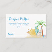 ビーチサーフサンパームおむつラッフルベビーシャワー エンクロージャーカード (正面)
