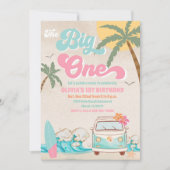 ビーチサーフバンの誕生日招待状 招待状 (正面)