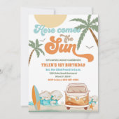 ビーチサーフバン誕生日招待状 招待状 (正面)