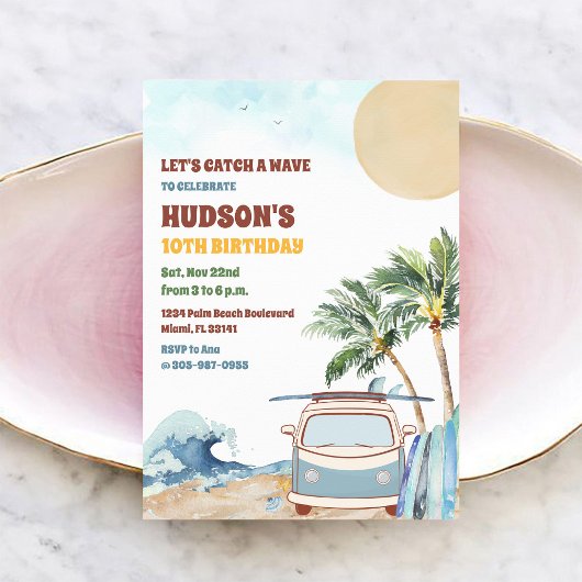 ビーチサーフバースデーパーティー招待状 招待状