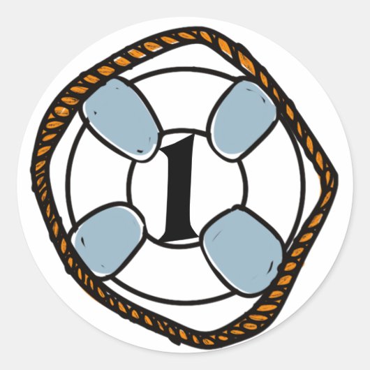 ビーチサーフファースト誕生日 ラウンドシール (正面)